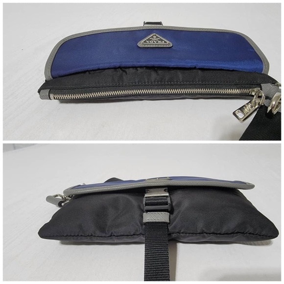 Authentic PRADA MILANO NYLON CLUTCH/WRISTLET BLUE/BLACK/GREY - Picture 8 of 11